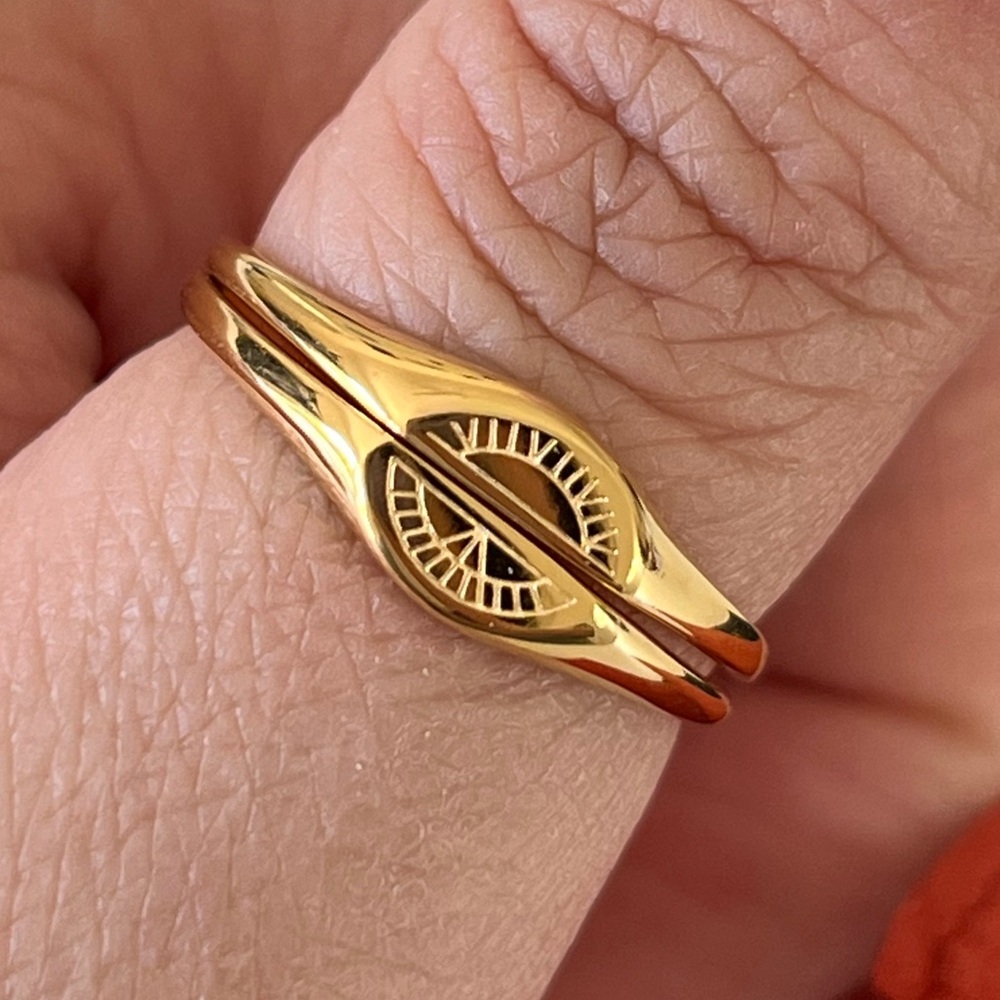 New 18K Gold Plated Sun and Moon Rings
